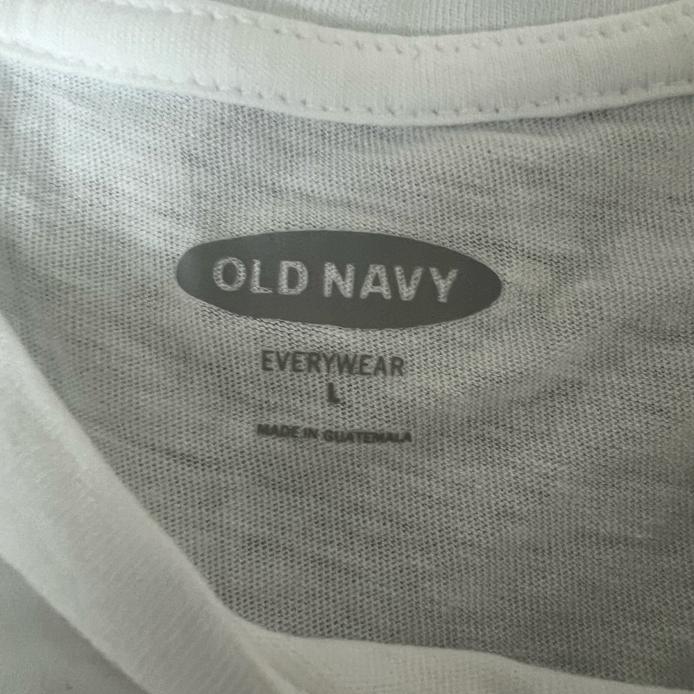 Old Navy White Graphic Tee - “Coffee Is A Must” Woman’s L 100% Cotton - Picture 3 of 5